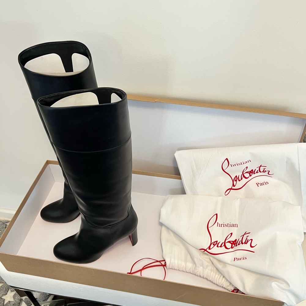 Christian Louboutin Black And Red Loo Botta Boots View 5